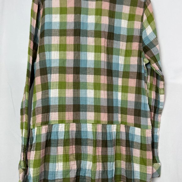 Women's Legendary Whitetails Plaid Cotton Shirt Sz L Lined Soft Back Peplum - Picture 2 of 6